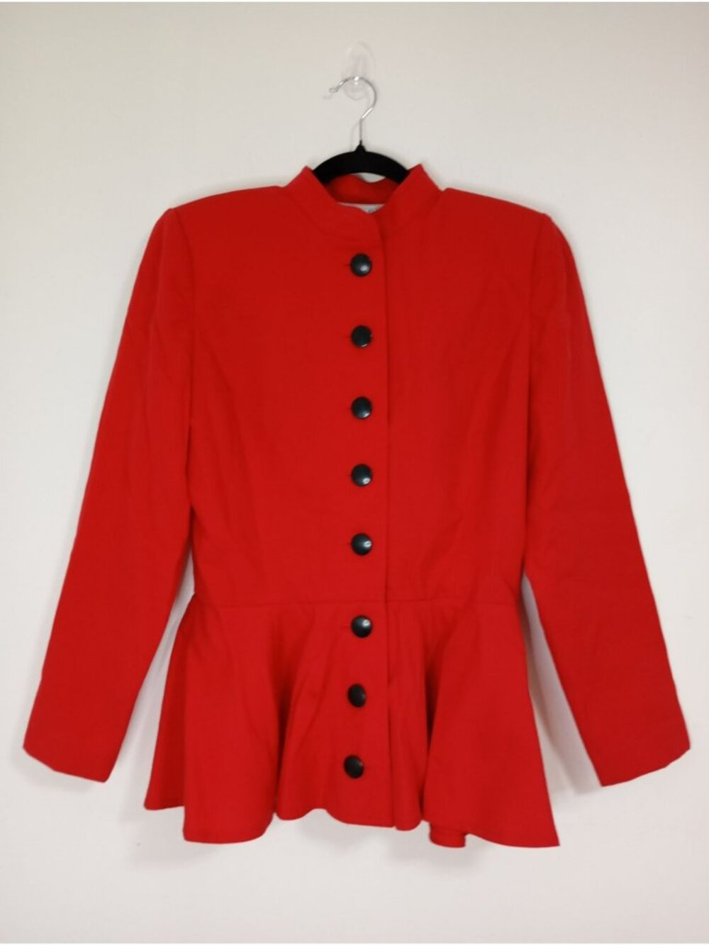 Leslie Fay Red Peplum Button-Up Jacket Women’s Size 12 Made In USA